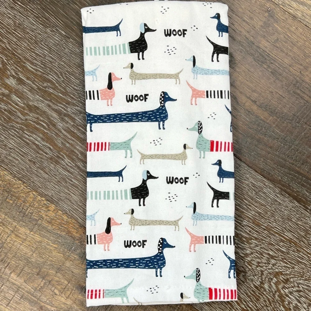 Colordrift - ‘Barking Dachshunds’ dis towels (2). NWT *Last One! Firm!